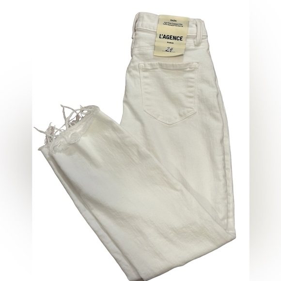 L’AGENCE High Rise cropped Slim White Denim Size 24 - Picture 7 of 11